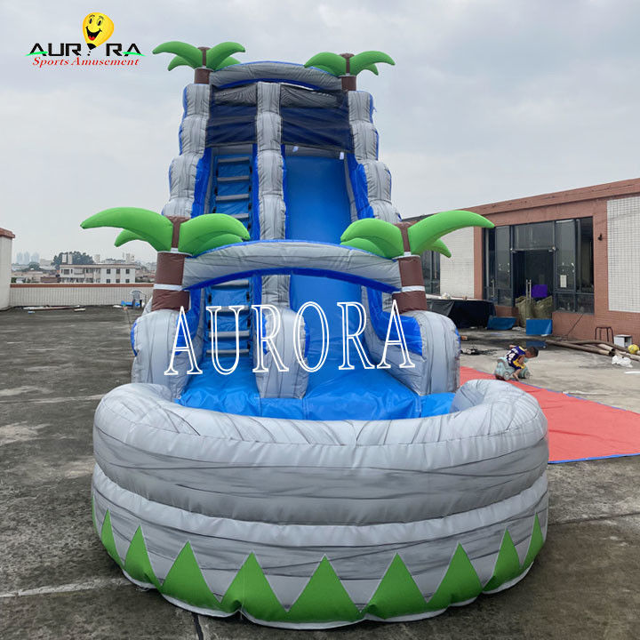 ব্লু অ্যান্ড গ্রে আউটডোর ইনফ্ল্যাটেবল স্লাইড কম্বো উইথ বাউন্স হাউস ফর কিডস