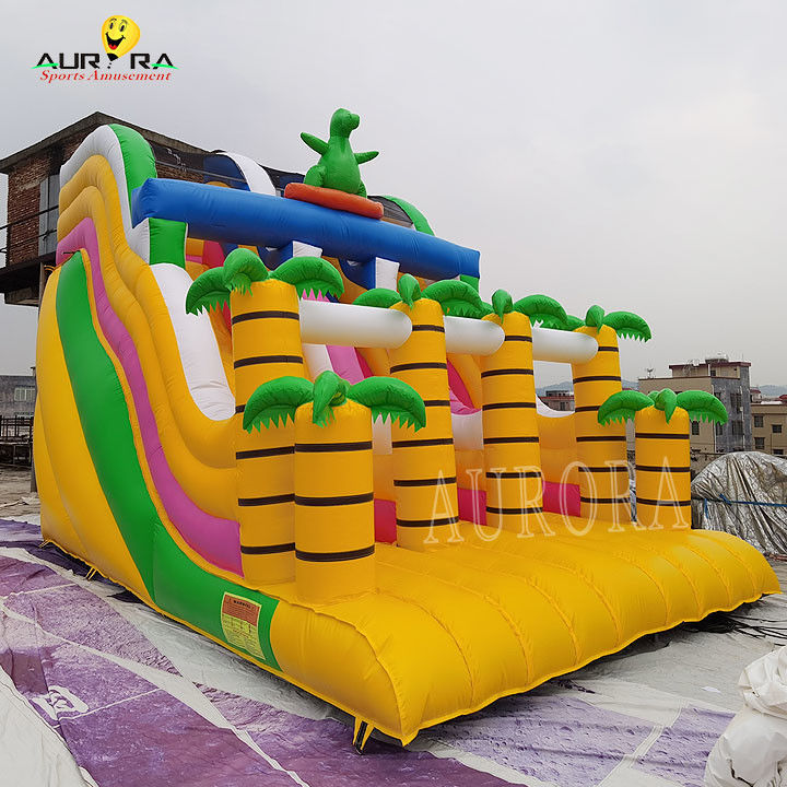 হলুদ সব বয়সের বাণিজ্যিক inflatable স্লাইড স্কুল ইভেন্টের জন্য কাস্টমাইজড মজা এবং নিরাপদ