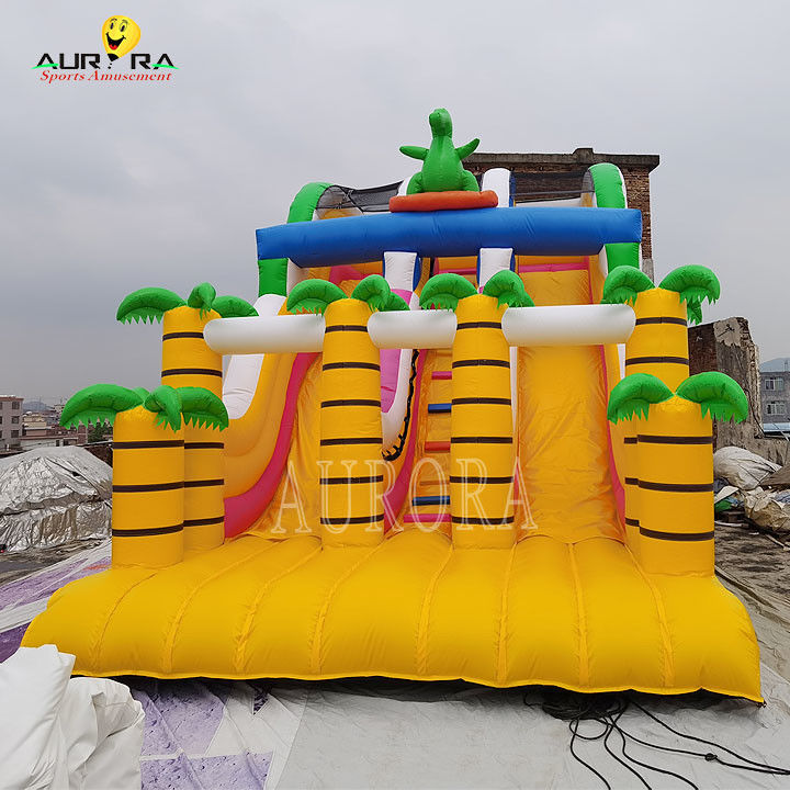 হলুদ সব বয়সের বাণিজ্যিক inflatable স্লাইড স্কুল ইভেন্টের জন্য কাস্টমাইজড মজা এবং নিরাপদ