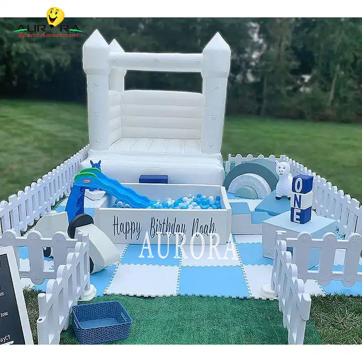 ইনডোর খেলার মাঠ ইনফ্ল্যাটেবল সফট প্লে সরঞ্জাম পার্টি শিশুদের জন্য হোয়াইট বল পিট