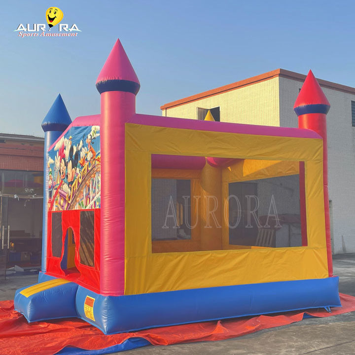 বহিরঙ্গন বাণিজ্যিক inflatable bouncer পিভিসি রঙিন প্রাপ্তবয়স্ক বাচ্চাদের জাম্পিং কাসল