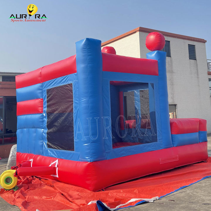 স্পাইডার ম্যান থিম রঙিন inflatable bouncy castle bouncer combo কাস্টমাইজড