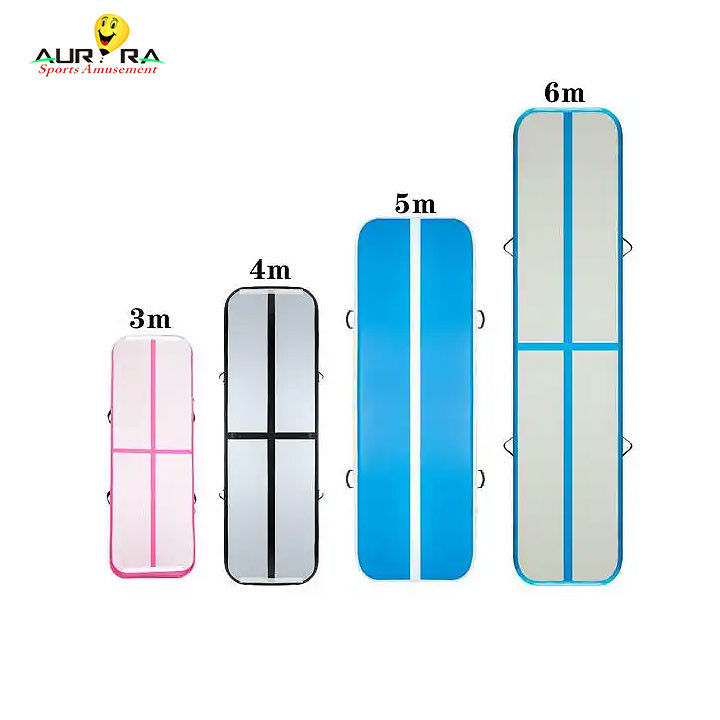 জিম টাম্বলিং জিমাস্টিকস এয়ার ট্র্যাক ম্যাট 3 মিটার আউট ডোর ইনফ্ল্যাটেবল জাম্পিং ম্যাট নীল