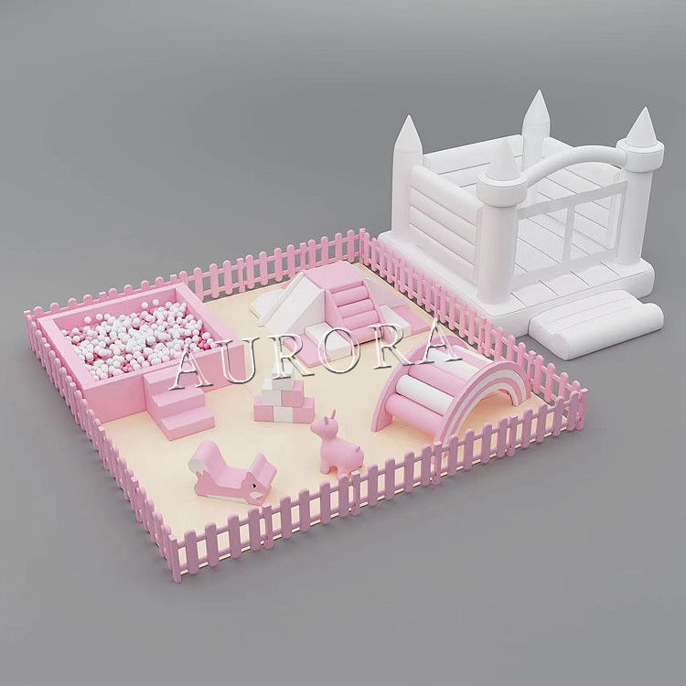 সাদা বেড়া বল গর্ত সাদা খেলার সরঞ্জাম পার্টি ভাড়া জন্য সাদা নরম খেলার সেট