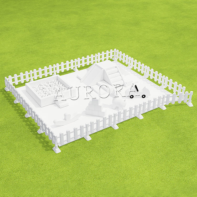 সফট প্লে সরঞ্জাম সেট সাদা এবং নীল ফোম পার্টি জন্য খেলা ভাড়া ব্যবসা