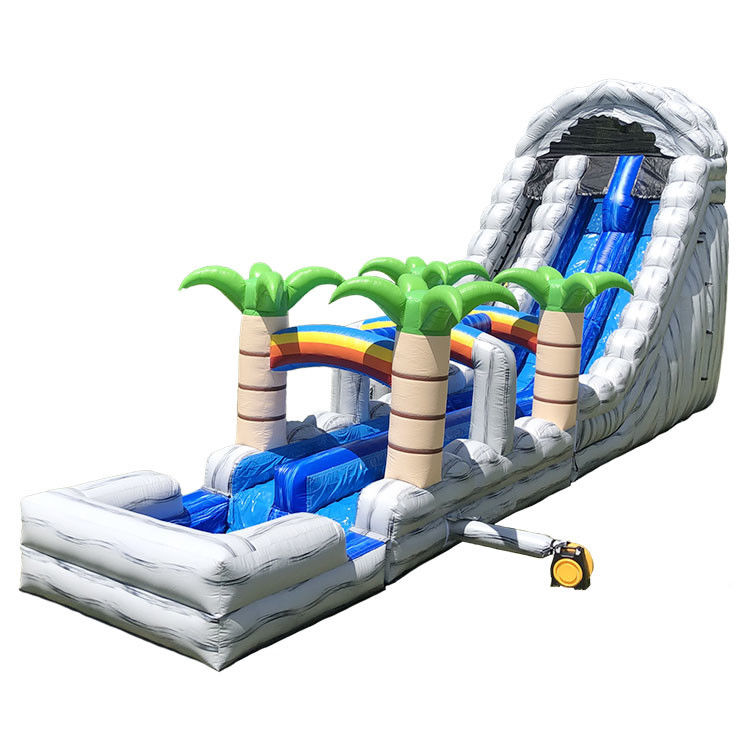 জল inflatable স্লাইড জাম্পিং স্লাইড পার্টি পিভিসি 18ft ডলফিন ওয়াটার স্লাইড পুল জন্য
