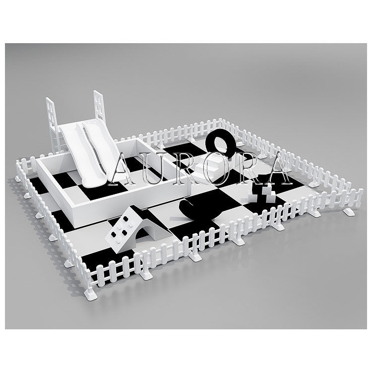 ডাবল স্লাইড সহ নরম খেলার সরঞ্জাম কালো এবং সাদা সেট বাচ্চাদের জন্য ভাড়া